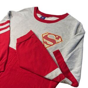 DC‎ Comics Superman Juniors size XL 15/17 long sleeve top Jersey gray red